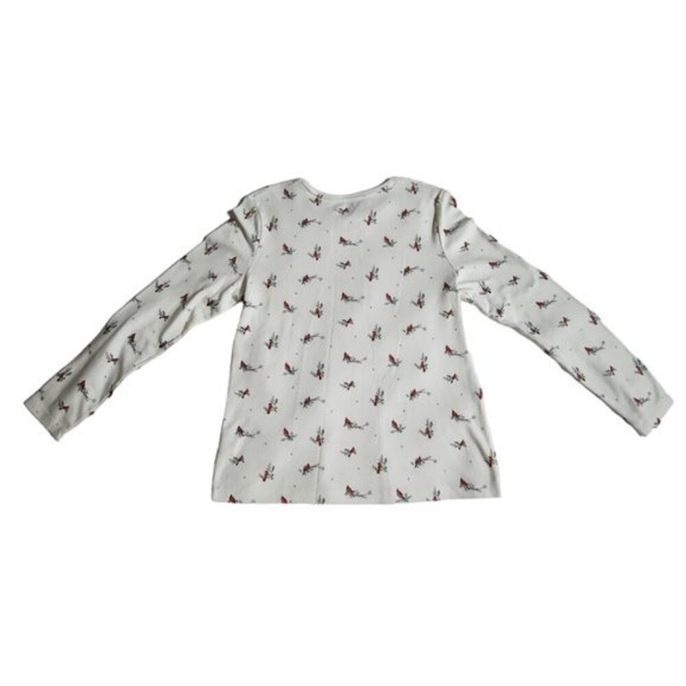 Cardinal Red Patterns croft & barrow | Tops | Croft Barrow White Red Cardinal Bird Long ...